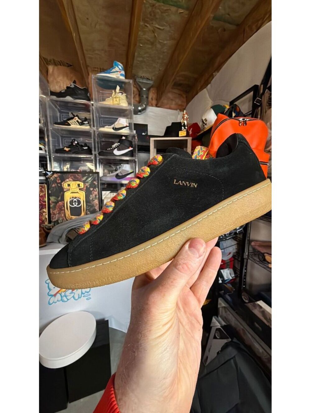 Lanvin Curb Lite Black Suede Size 43 10 US